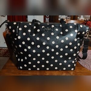 kate spade Black and Pink Polka Dot XL Tote
